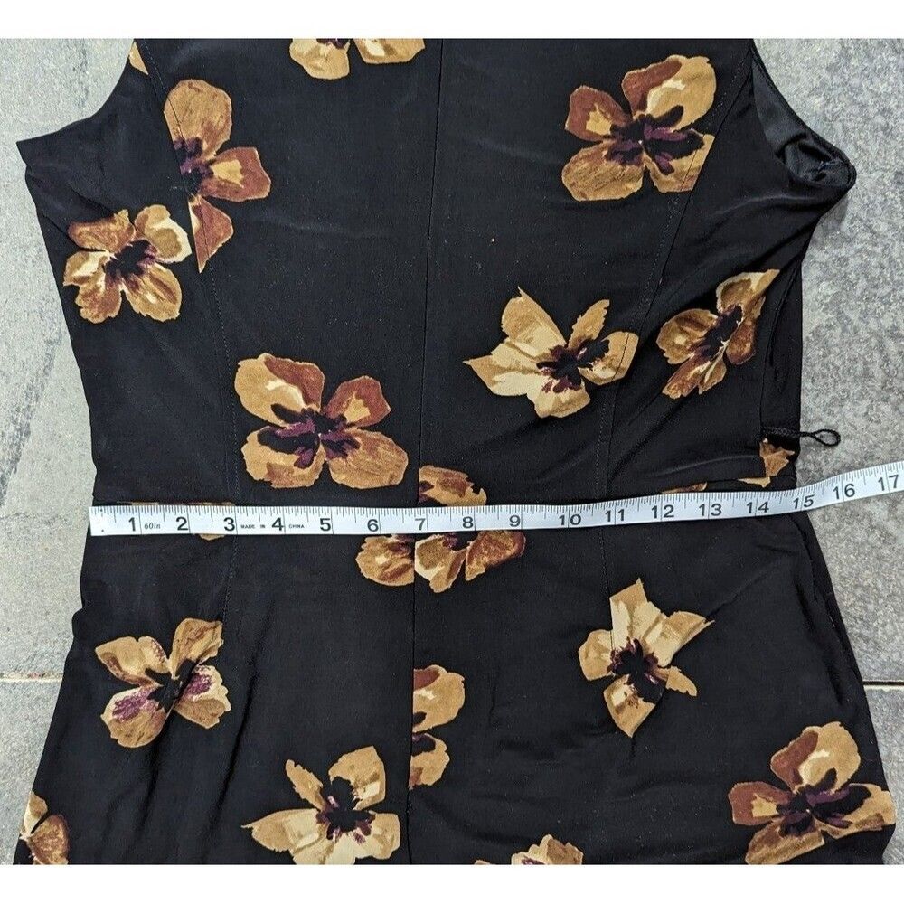 Black with Gold Floral Print Culotte Jumpsuit - Tommy Hilfiger Size 8 - Picture 7 of 8